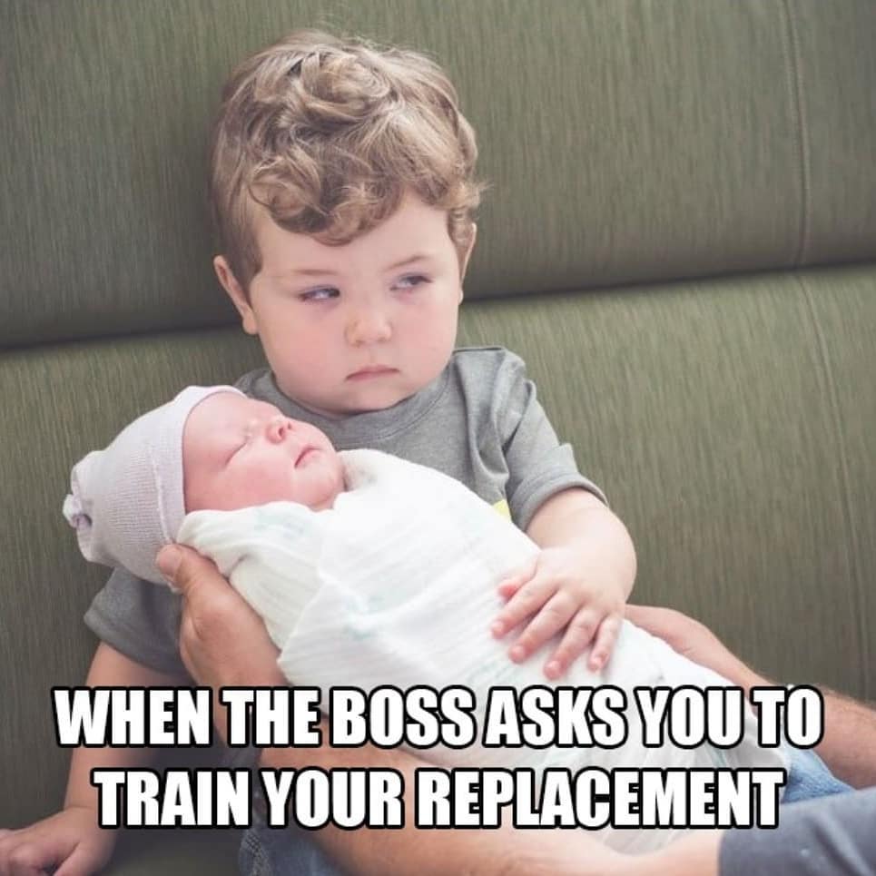 funny meme - boss asks you to train replacement