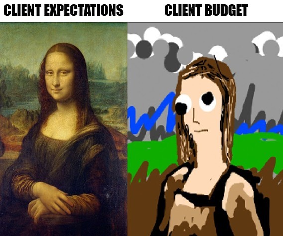 meme about client expectations and budgets